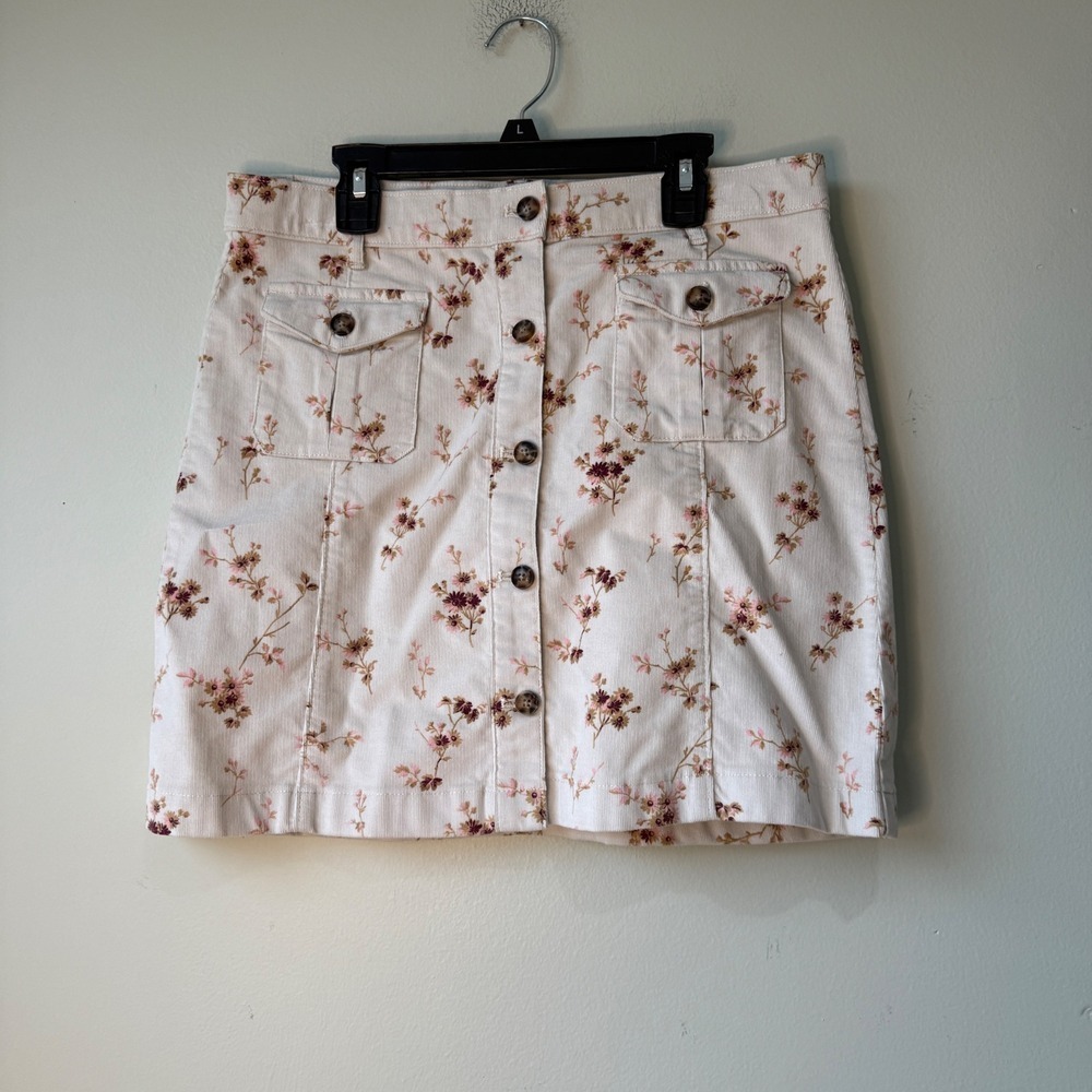 Vineyard Vines Kids Sienna Floral Stone Corduroy Button Front Skirt Size 16